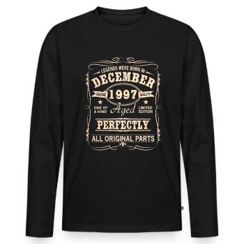 Vintage December 1997 Birthday - Men's Premium Organic Long Sleeve Shirt - black - Front - Nico (187cm)