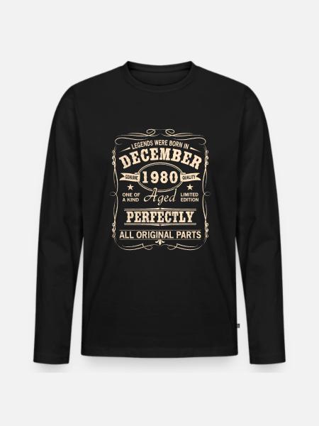 Millésime Décembre 1980 Anniversaire - T-shirt manches longues Premium bio Homme - noir