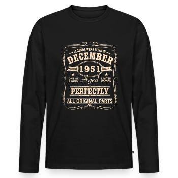 Vintage Dezember 1951 Geburtstag - Männer Premium Bio Langarmshirt - Schwarz - Vorne - Nico (187cm)