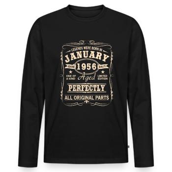 Vintage Jänner Januar 1956 Geburtstag - Männer Premium Bio Langarmshirt - Schwarz - Vorne - Nico (187cm)