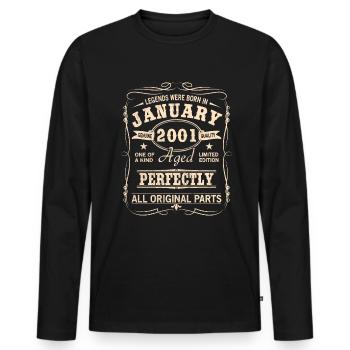Vintage January January 2001 Birthday - Men's Premium Organic Long Sleeve Shirt - black - Front - Nico (187cm)