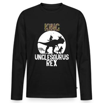 King Unclesaurus Rex Gift For Uncle - Men's Premium Organic Long Sleeve Shirt - black - Front - Nico (187cm)