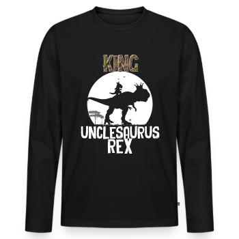 King Unclesaurus Uncle Funny Gift For Uncle - Men's Premium Organic Long Sleeve Shirt - black - Front - Nico (187cm)