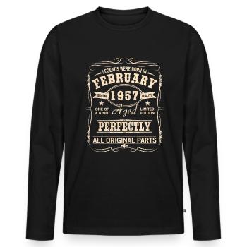 Vintage February 1957 Birthday - Men's Premium Organic Long Sleeve Shirt - black - Front - Nico (187cm)