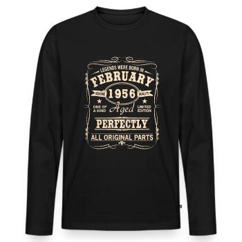 Vintage Februar 1956 Geburtstag - Männer Premium Bio Langarmshirt - Schwarz - Vorne - Nico (187cm)