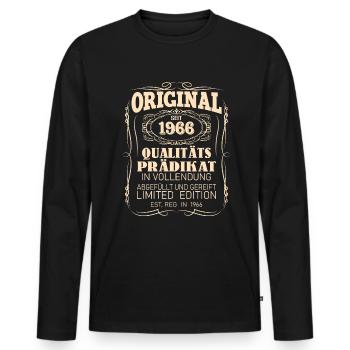 Vintage Original 1966 Geboren Jahrgang 1966 - Männer Premium Bio Langarmshirt - Schwarz - Vorne - Nico (187cm)