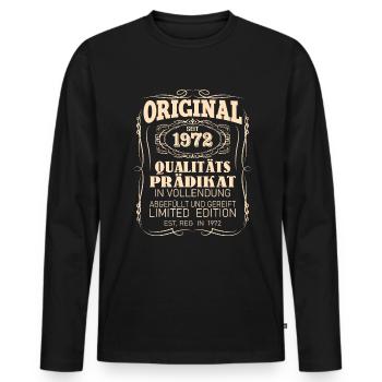 Vintage Original 1972 Geboren Jahrgang 1972 - Männer Premium Bio Langarmshirt - Schwarz - Vorne - Nico (187cm)