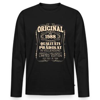 Vintage Original 1988 Geboren Jahrgang 1988 - Männer Premium Bio Langarmshirt - Schwarz - Vorne - Nico (187cm)