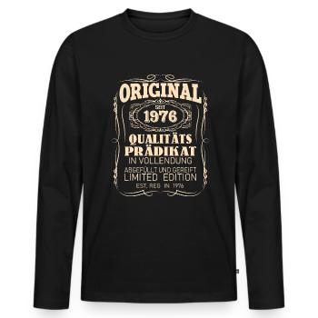 Vintage Original 1976 Geboren Jahrgang 1976 - Männer Premium Bio Langarmshirt - Schwarz - Vorne - Nico (187cm)