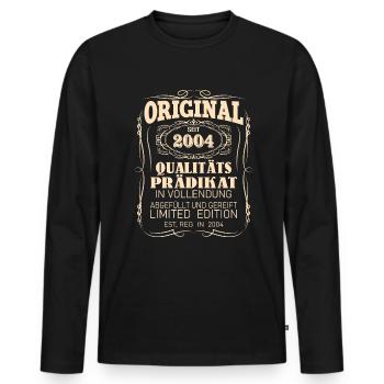 Vintage Original 2004 Geboren Jahrgang 2004 - Männer Premium Bio Langarmshirt - Schwarz - Vorne - Nico (187cm)