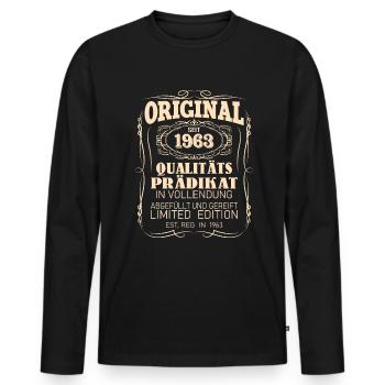 Vintage Original 1963 Geboren Jahrgang 1963 - Männer Premium Bio Langarmshirt - Schwarz - Vorne - Nico (187cm)