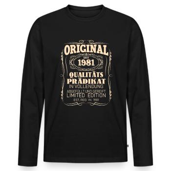 Vintage Original 1981 Geboren Jahrgang 1981 - Männer Premium Bio Langarmshirt - Schwarz - Vorne - Nico (187cm)