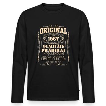 Vintage Original 1967 Geboren Jahrgang 1967 - Männer Premium Bio Langarmshirt - Schwarz - Vorne - Nico (187cm)