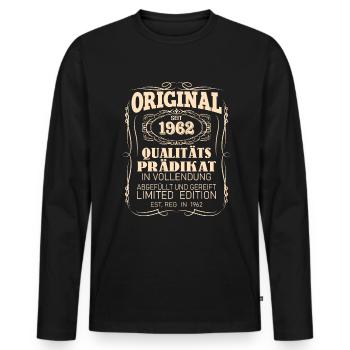 Vintage Original 1962 Geboren Jahrgang 1962 - Männer Premium Bio Langarmshirt - Schwarz - Vorne - Nico (187cm)