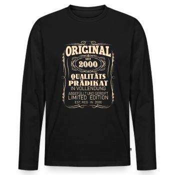 Vintage Original 2000 Geboren Jahrgang 2000 - Männer Premium Bio Langarmshirt - Schwarz - Vorne - Nico (187cm)