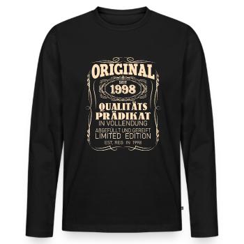 Vintage Original 1998 Geboren Jahrgang 1998 - Männer Premium Bio Langarmshirt - Schwarz - Vorne - Nico (187cm)