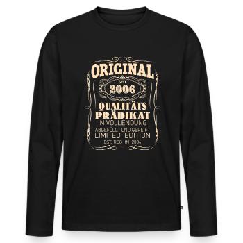Vintage Original 2006 Geboren Jahrgang 2006 - Männer Premium Bio Langarmshirt - Schwarz - Vorne - Nico (187cm)