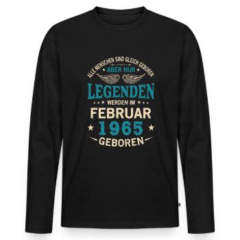 Alle Menschen Sind Gleich Geboren Februar 1965 - Männer Premium Bio Langarmshirt - Schwarz - Vorne - Nico (187cm)