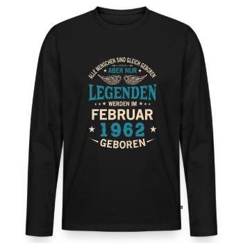 Alle Menschen Sind Gleich Geboren Februar 1962 - Männer Premium Bio Langarmshirt - Schwarz - Vorne - Nico (187cm)