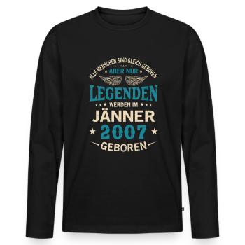 Alle Menschen Sind Gleich Geboren Jänner 2007 - Männer Premium Bio Langarmshirt - Schwarz - Vorne - Nico (187cm)