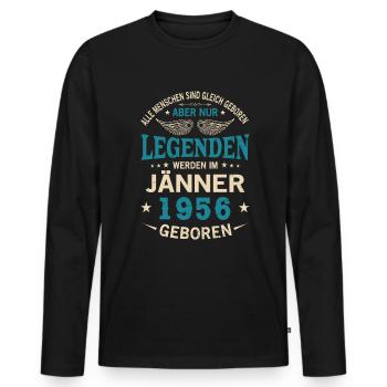 Alle Menschen Sind Gleich Geboren Jänner 1956 - Männer Premium Bio Langarmshirt - Schwarz - Vorne - Nico (187cm)