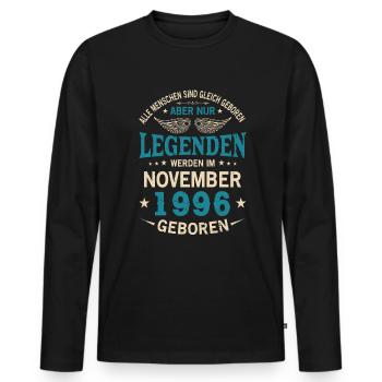 All Men Are Equal Born November 1996 - Men's Premium Organic Long Sleeve Shirt - black - Front - Nico (187cm)