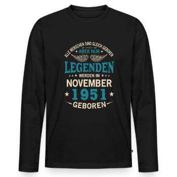 Alle Menschen Sind Gleich Geboren November 1951 - Männer Premium Bio Langarmshirt - Schwarz - Vorne - Nico (187cm)