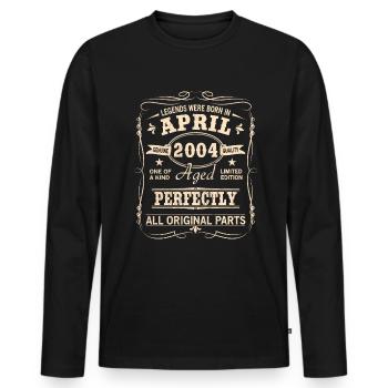 Vintage April 2004 Birthday - Men's Premium Organic Long Sleeve Shirt - black - Front - Nico (187cm)