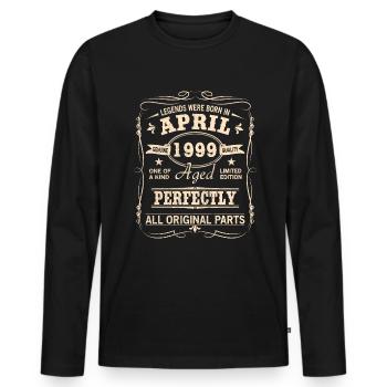 Vintage April 1999 Birthday - Men's Premium Organic Long Sleeve Shirt - black - Front - Nico (187cm)