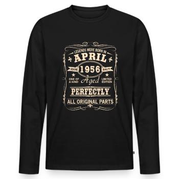 Vintage April 1956 Geburtstag - Männer Premium Bio Langarmshirt - Schwarz - Vorne - Nico (187cm)