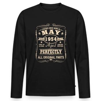 Millésime Mai 1954 Anniversaire - T-shirt manches longues Premium bio Homme - noir - Devant - Nico (187cm)
