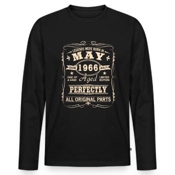 Vintage May 1966 Birthday - Men's Premium Organic Long Sleeve Shirt - black - Front - Nico (187cm)