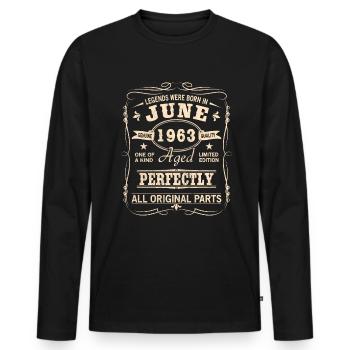Millésime Juin 1963 Anniversaire - T-shirt manches longues Premium bio Homme - noir - Devant - Nico (187cm)