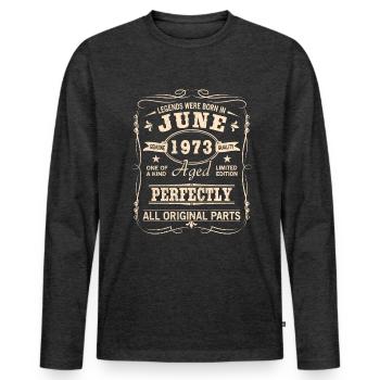 Vintage Juni 1973 Geburtstag - Männer Premium Bio Langarmshirt - Anthrazit meliert - Vorne - Nico (187cm)