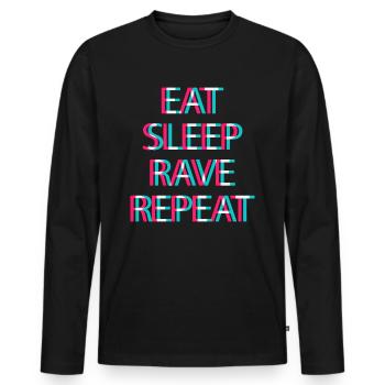Techno Rave Festival Electro Musik Raver - Männer Premium Bio Langarmshirt - Schwarz - Vorne - Nico (187cm)