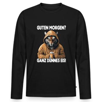 Tiger Kaffee Morgenmuffel Mitarbeiter Geschenk - Männer Premium Bio Langarmshirt - Schwarz - Vorne - Nico (187cm)