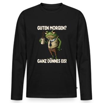 Frosch Kaffee Morgenmuffel Mitarbeiter Geschenk - Männer Premium Bio Langarmshirt - Schwarz - Vorne - Nico (187cm)