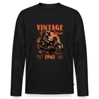 Vintage vintage 1961 anniversaire moto rétro - T-shirt manches longues Premium bio Homme - noir - Devant - Nico (187cm)