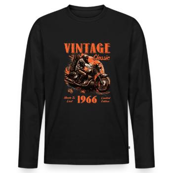 Vintage vintage 1966 anniversaire moto rétro - T-shirt manches longues Premium bio Homme - noir - Devant - Nico (187cm)