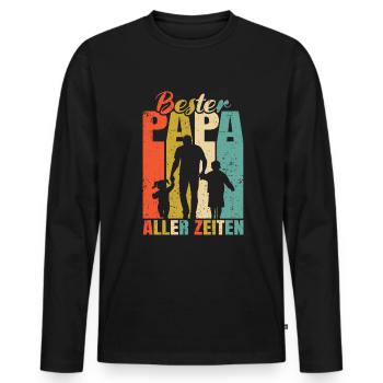 Bester Papa aller Zeiten 2 Kinder Ehemann Papa - Männer Premium Bio Langarmshirt - Schwarz - Vorne - Nico (187cm)