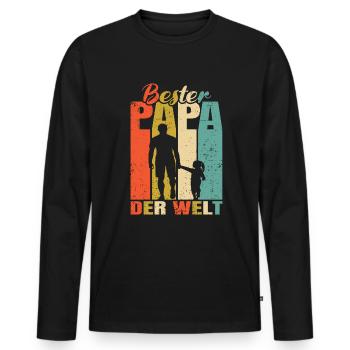 Bester Papa der Welt 1 Kind Ehemann Papa - Männer Premium Bio Langarmshirt - Schwarz - Vorne - Nico (187cm)