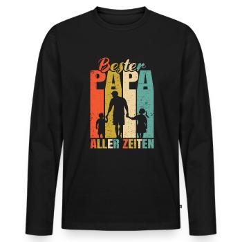 Bester Papa aller Zeiten 2 Kinder Ehemann Papa - Männer Premium Bio Langarmshirt - Schwarz - Vorne - Nico (187cm)