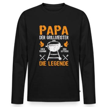 Grillmeister Papa Grillen Grillfan BBQ Vatertag - Männer Premium Bio Langarmshirt - Schwarz - Vorne - Nico (187cm)