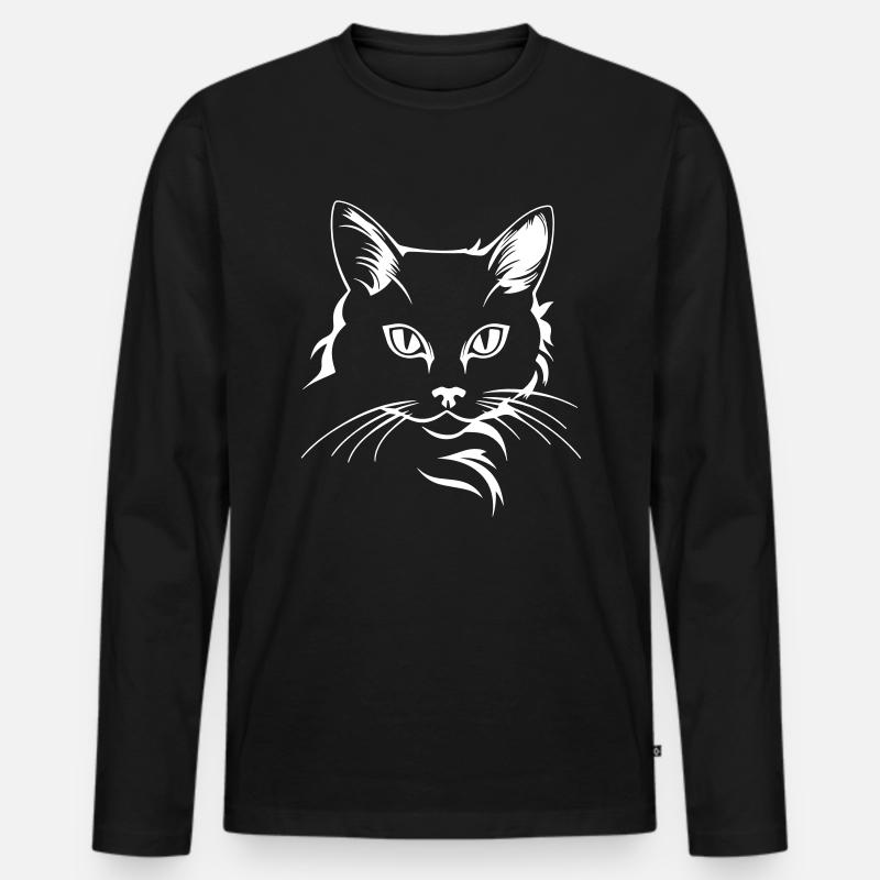 Katze - Männer Premium Bio Langarmshirt - Schwarz