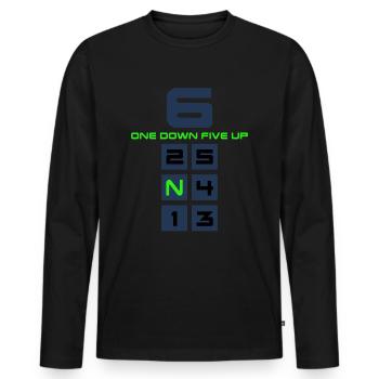 motorcycle motor-biker 6-speed bike motorcyclist - Men's Premium Organic Long Sleeve Shirt - black - Front - Nico (187cm)