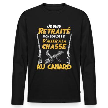 Retraité Et Chasseur De Canard Humour Chasse - T-shirt manches longues Premium bio Homme - noir - Devant - Nico (187cm)
