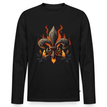 Pfadfinder Scouts Fleur-de-Lis Abzeichen - Männer Premium Bio Langarmshirt - Schwarz - Vorne - Nico (187cm)