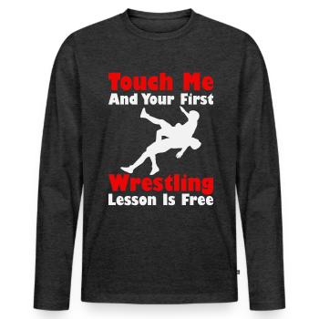 Wrestling - Men's Premium Organic Long Sleeve Shirt - heather anthracite - Front - Nico (187cm)