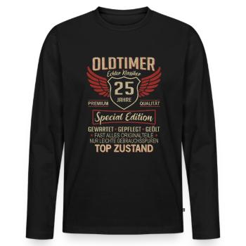 25. Geburtstag 25 Jahre Einzigartiger Oldtimer - Männer Premium Bio Langarmshirt - Schwarz - Vorne - Nico (187cm)