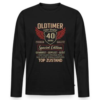 40e anniversaire 40 ans de voiture classique unique - T-shirt manches longues Premium bio Homme - noir - Devant - Nico (187cm)
